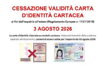 Cessazione validit&#224; all&#39;espatrio della Carta d&#39;Identit&#224; Cartacea